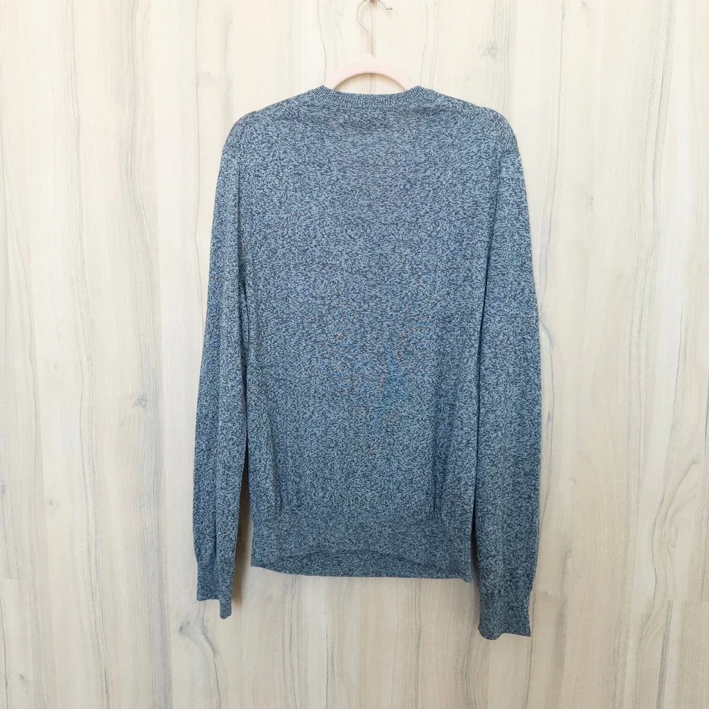 Banana Republic Mens Silk Cashmere Sweater L Gray V-Neck Pullover Quiet Luxury